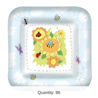 96 Pack Bulk Garden Theme Paper Plates 7 inch