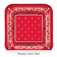96 Pack Bulk Bandana Party Paper Plates 7 inch