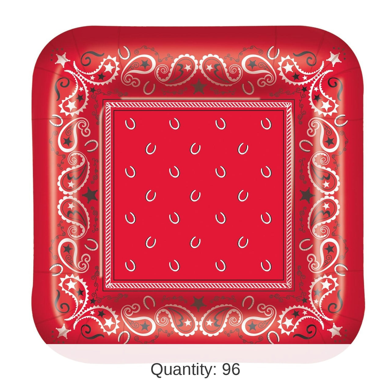 96 Pack Bulk Bandana Party Paper Plates 7 inch