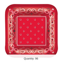 96 Pack Bulk Bandana Party Paper Plates 7 inch