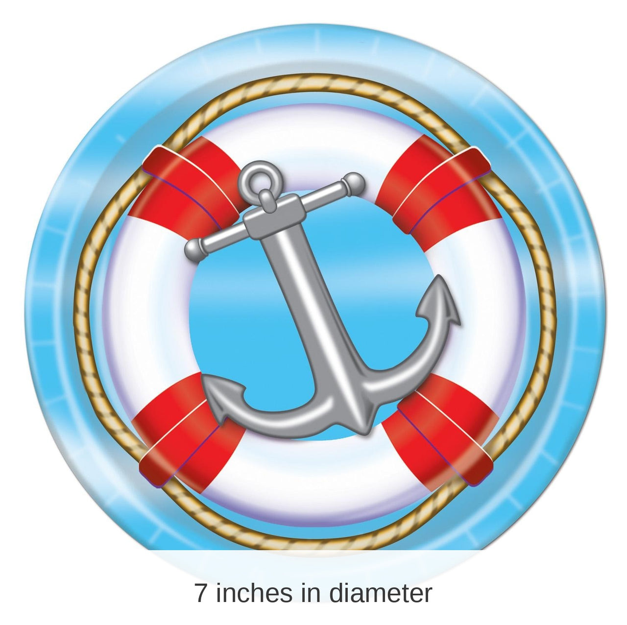 96 Pack Bulk Nautical Theme Party Paper Plates 7 inch