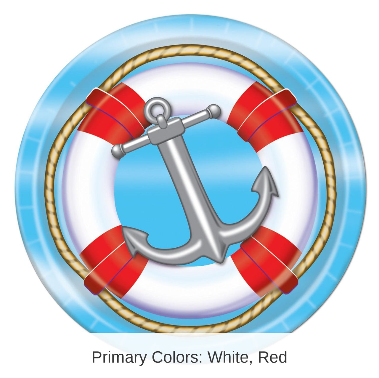 96 Pack Bulk Nautical Theme Party Paper Plates 7 inch
