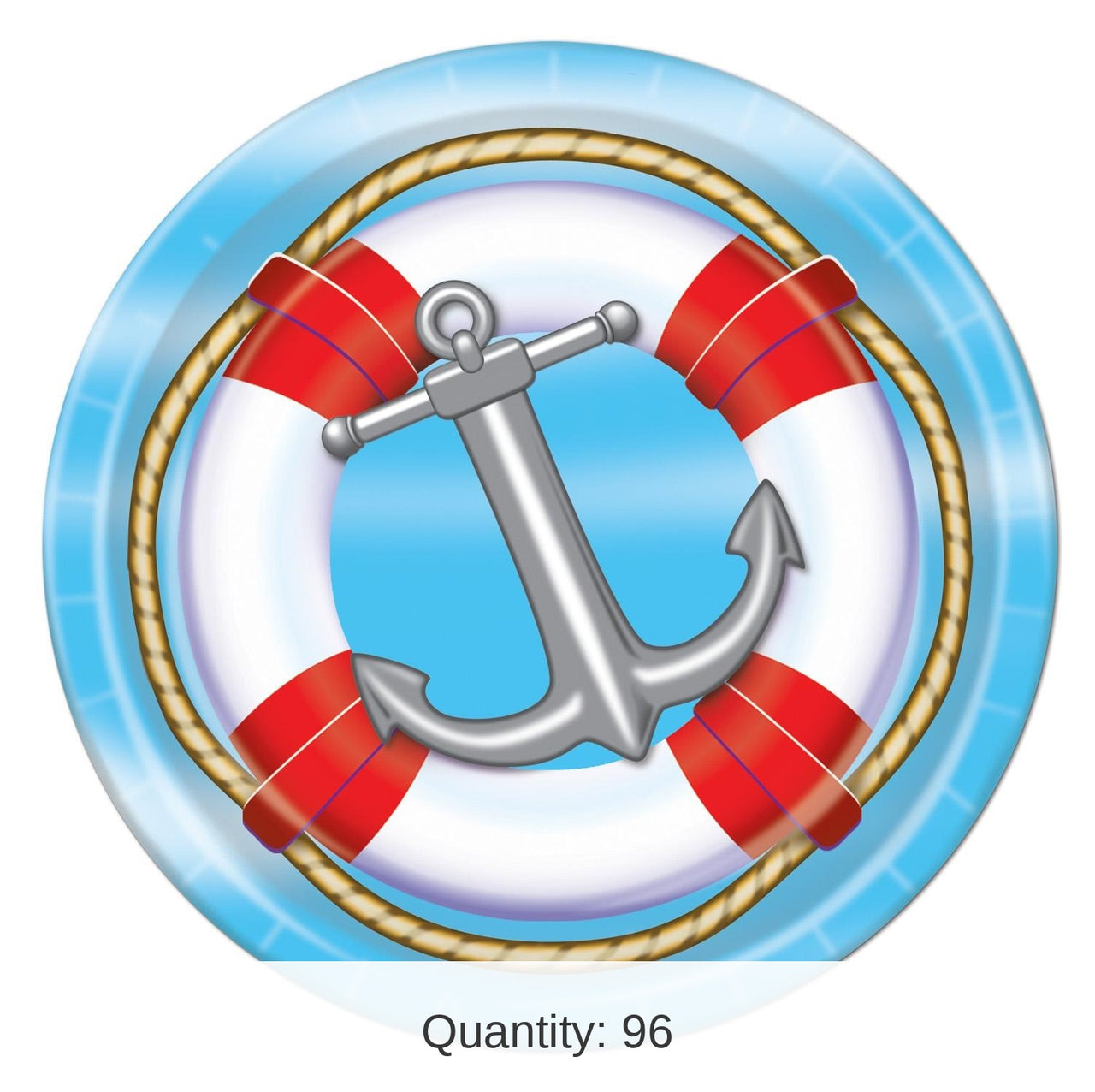 96 Pack Bulk Nautical Theme Party Paper Plates 7 inch