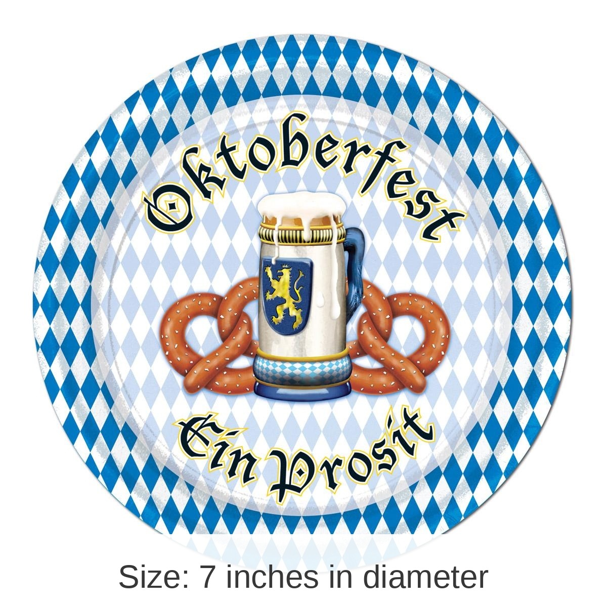 96 Pack Bulk Oktoberfest Theme Paper Plates 7 inch