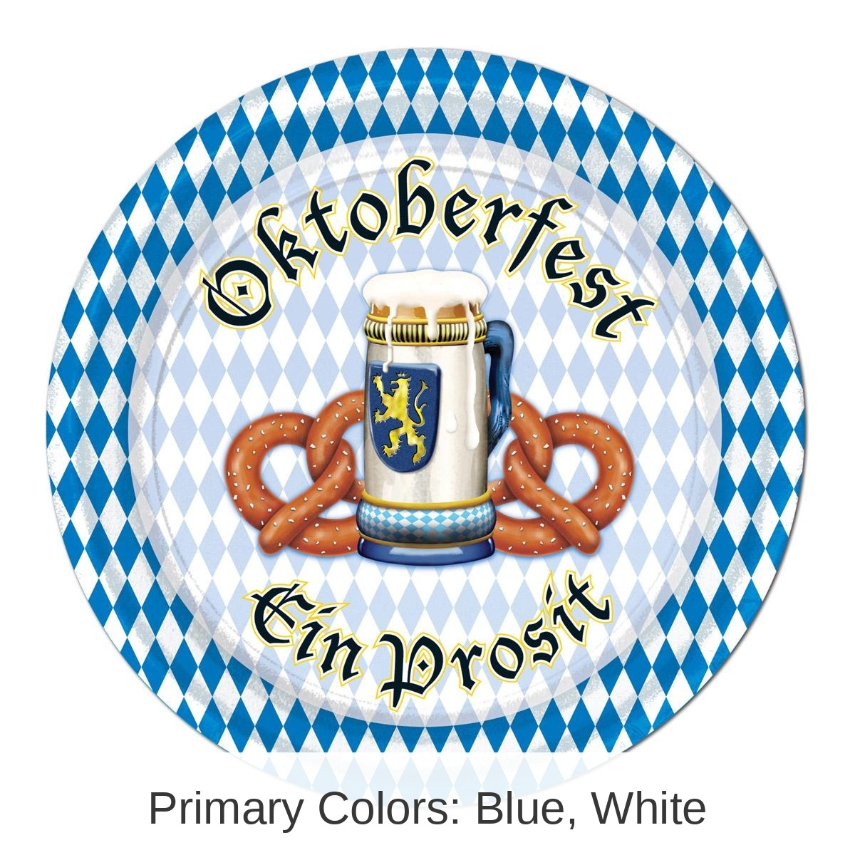 96 Pack Bulk Oktoberfest Theme Paper Plates 7 inch