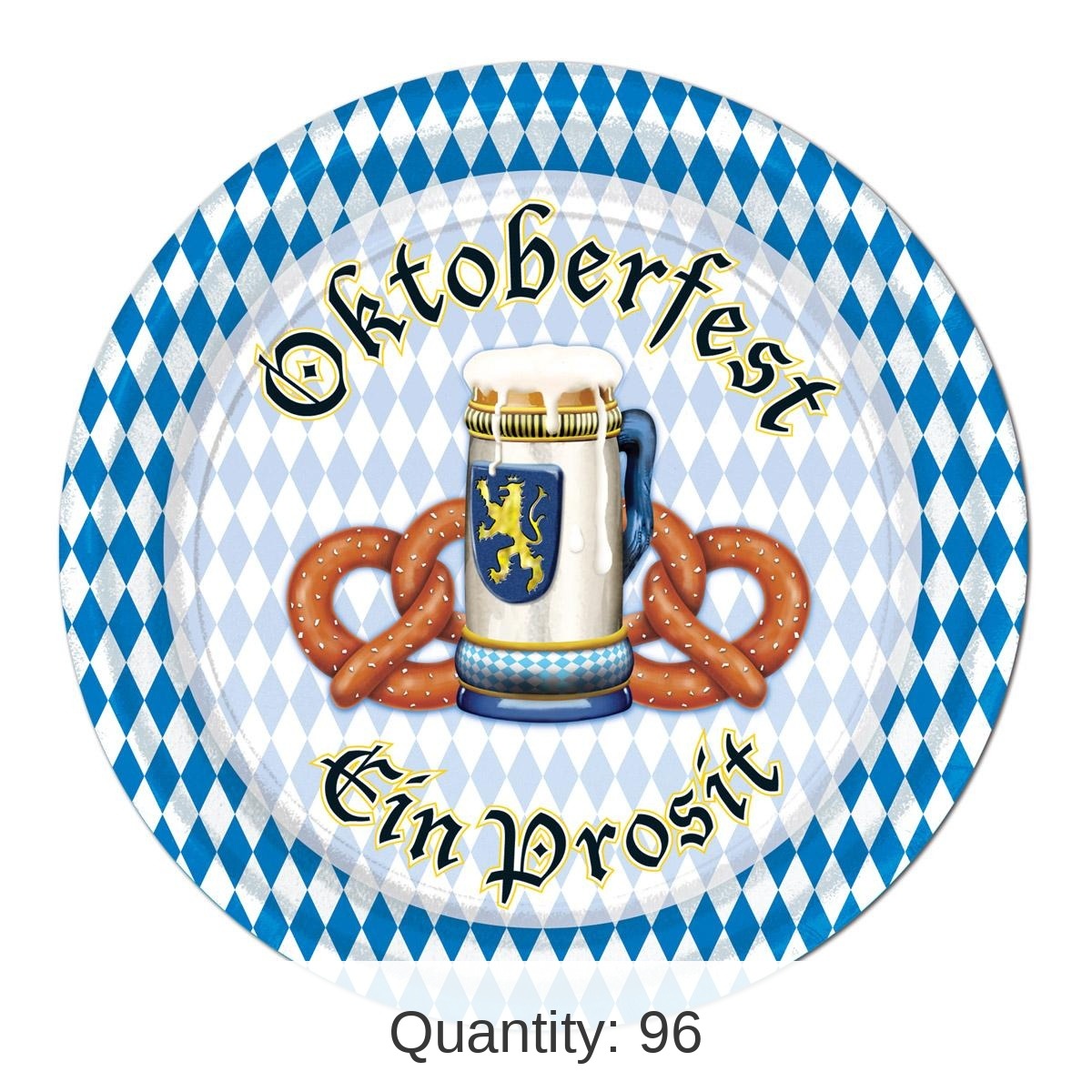 96 Pack Bulk Oktoberfest Theme Paper Plates 7 inch