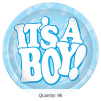 96 Pack Bulk It's A Boy! Paper Plates 7 inch