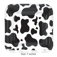 96 Pack Bulk Cow Print Party Paper Plates 7 inch