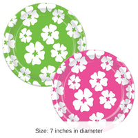 96 Pack Bulk Luau Party Hibiscus Paper Plates 7 inch