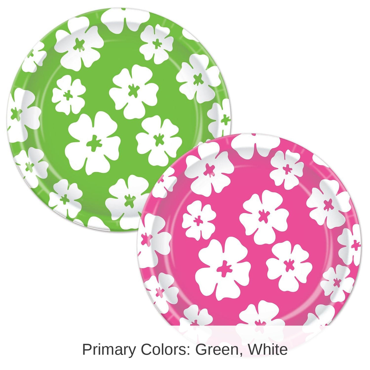 96 Pack Bulk Luau Party Hibiscus Paper Plates 7 inch