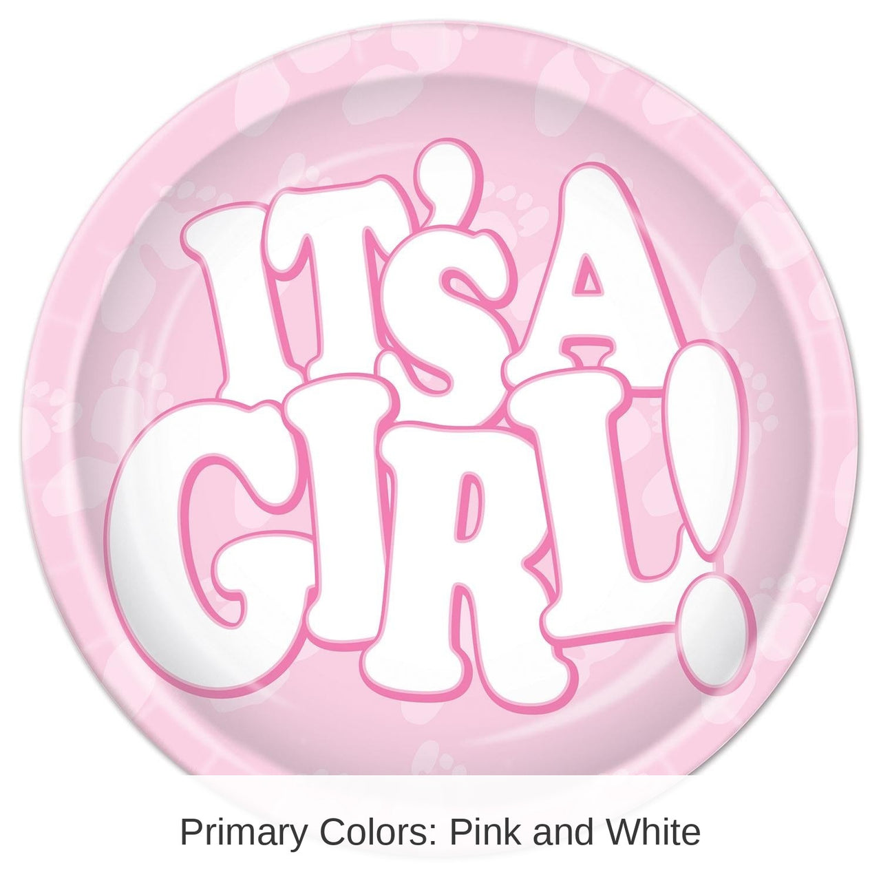96 Pack Bulk It's A Girl! Paper Plates 7 inch