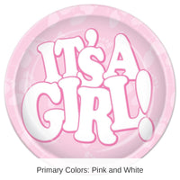 96 Pack Bulk It's A Girl! Paper Plates 7 inch
