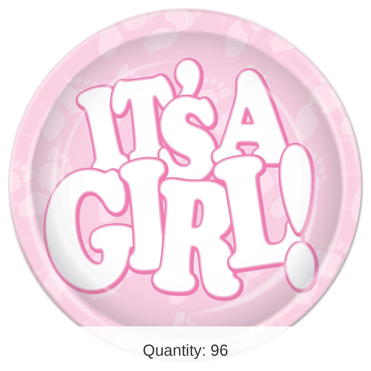 96 Pack Bulk It's A Girl! Paper Plates 7 inch
