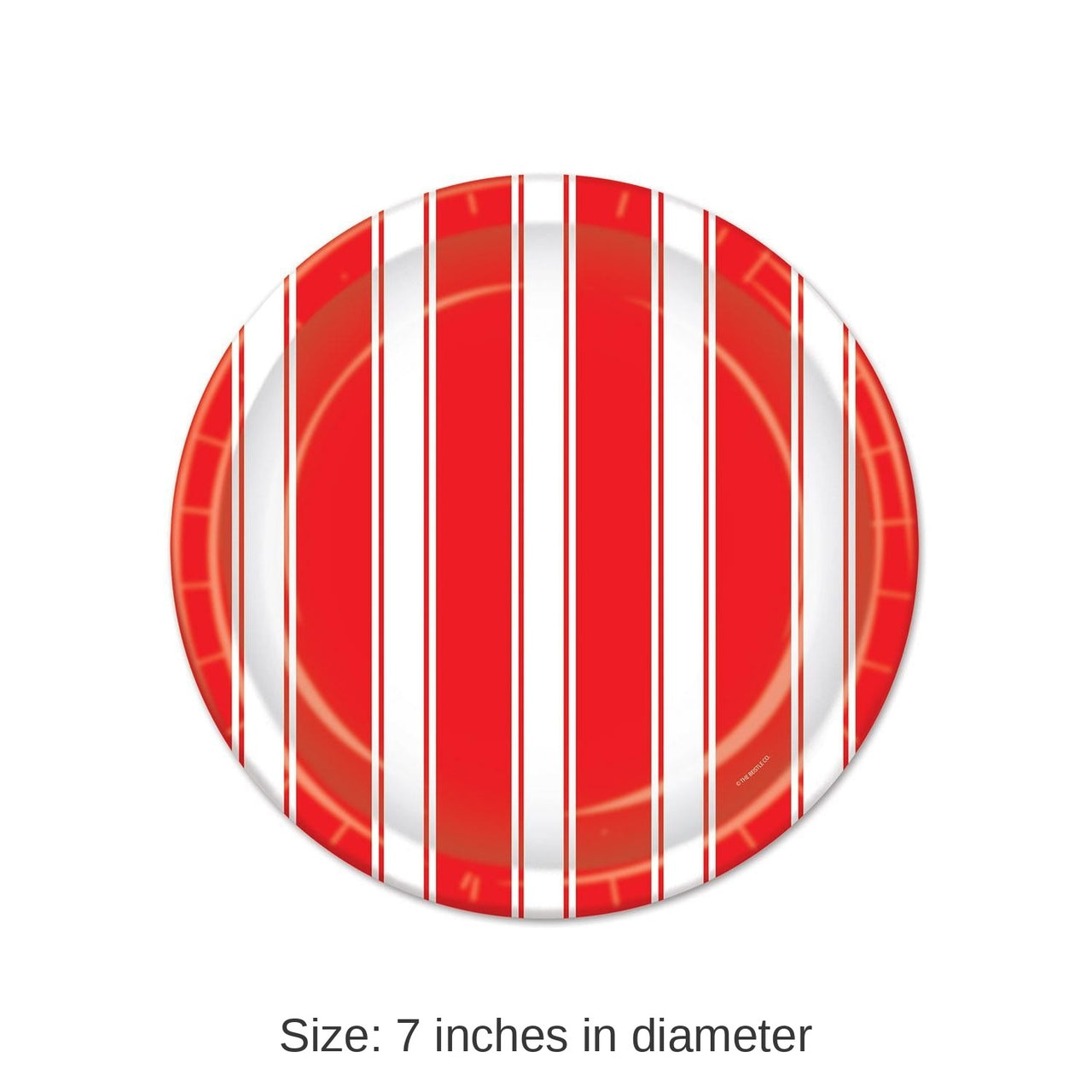 96 Pack Bulk Red/White Stripes Party Paper Plates 7 inch