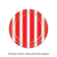 96 Pack Bulk Red/White Stripes Party Paper Plates 7 inch