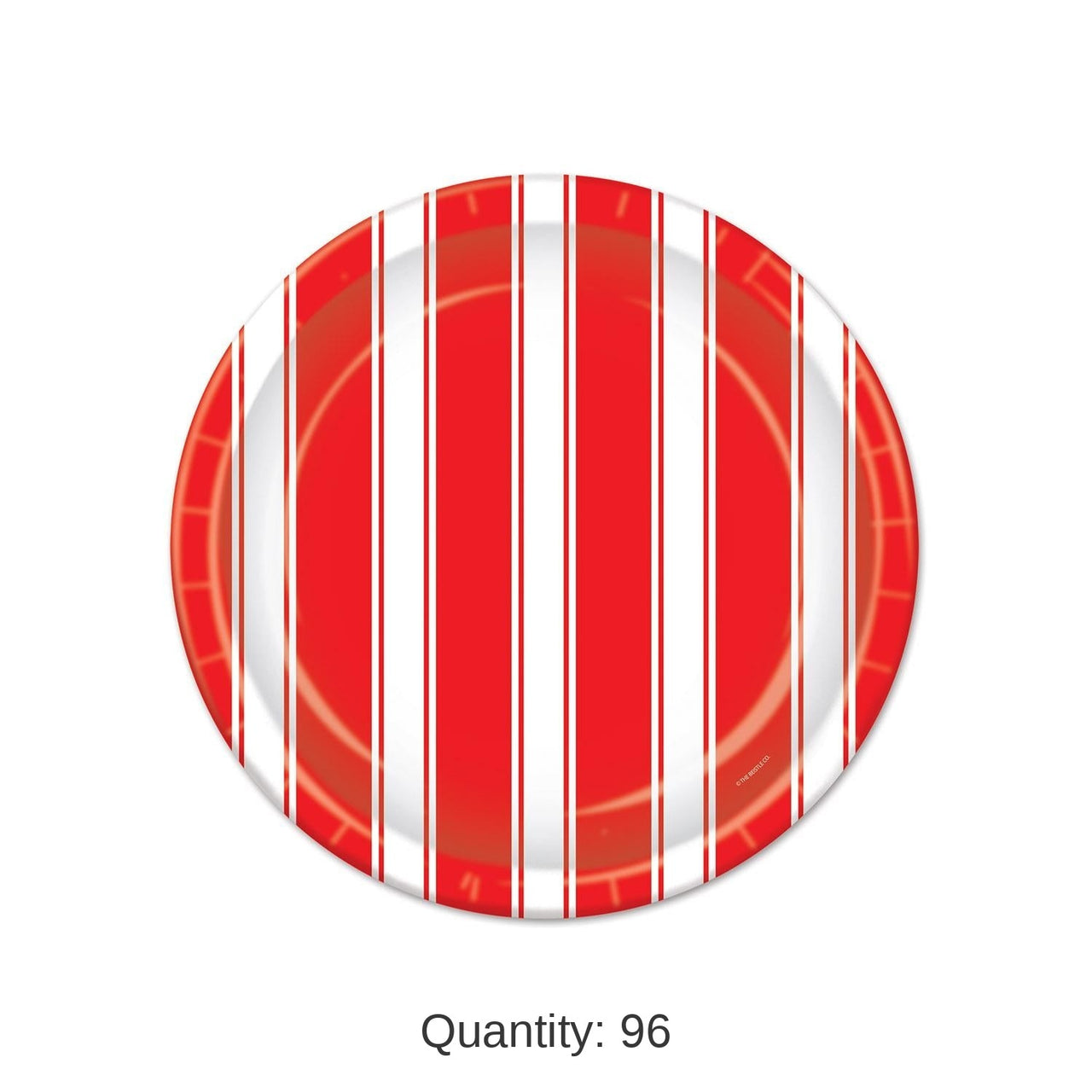 96 Pack Bulk Red/White Stripes Party Paper Plates 7 inch