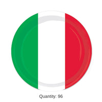 96 Pack Bulk Fiesta Red, White/Green Paper Plates 7 inch