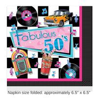 192 Pack Bulk Fabulous 50's Party Luncheon Napkins