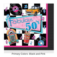 192 Pack Bulk Fabulous 50's Party Luncheon Napkins