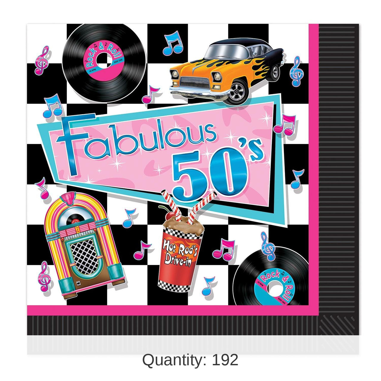 192 Pack Bulk Fabulous 50's Party Luncheon Napkins