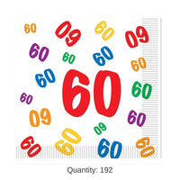 192 Pack Bulk 60th Birthday Party Luncheon Napkins