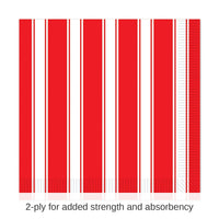 192 Pack Bulk Red/White Stripes Party Luncheon Napkins