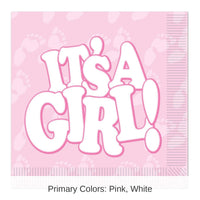 192 Pack Bulk It's A Girl! Beverage Napkins