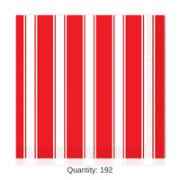 192 Pack Bulk Red/White Stripes Party Beverage Napkins