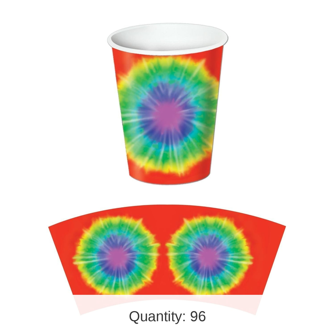96 Pack Bulk Tie-Dyed Party Beverage Cups