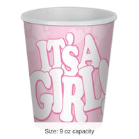 96 Pack Bulk It's A Girl! Beverage Cups