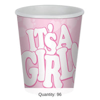 96 Pack Bulk It's A Girl! Beverage Cups