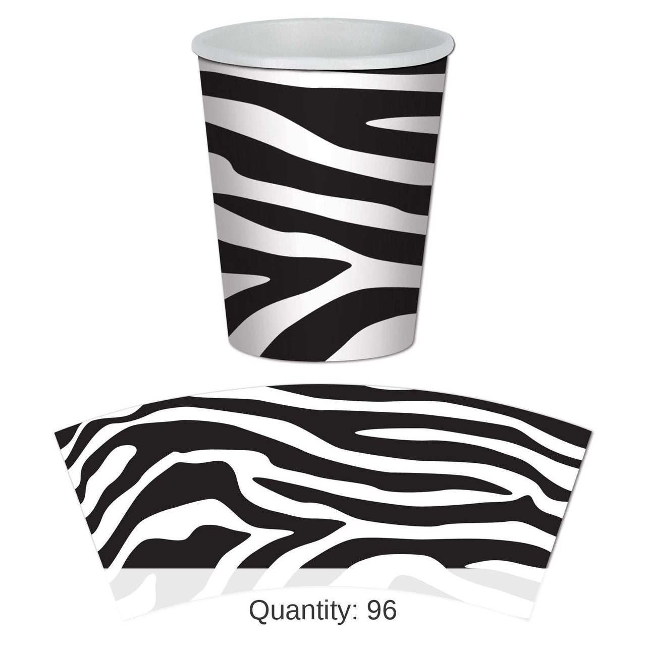 96 Pack Bulk Zebra Print Party Beverage Cups