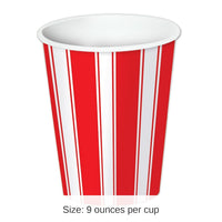 96 Pack Bulk Red/White Stripes Party Beverage Cups