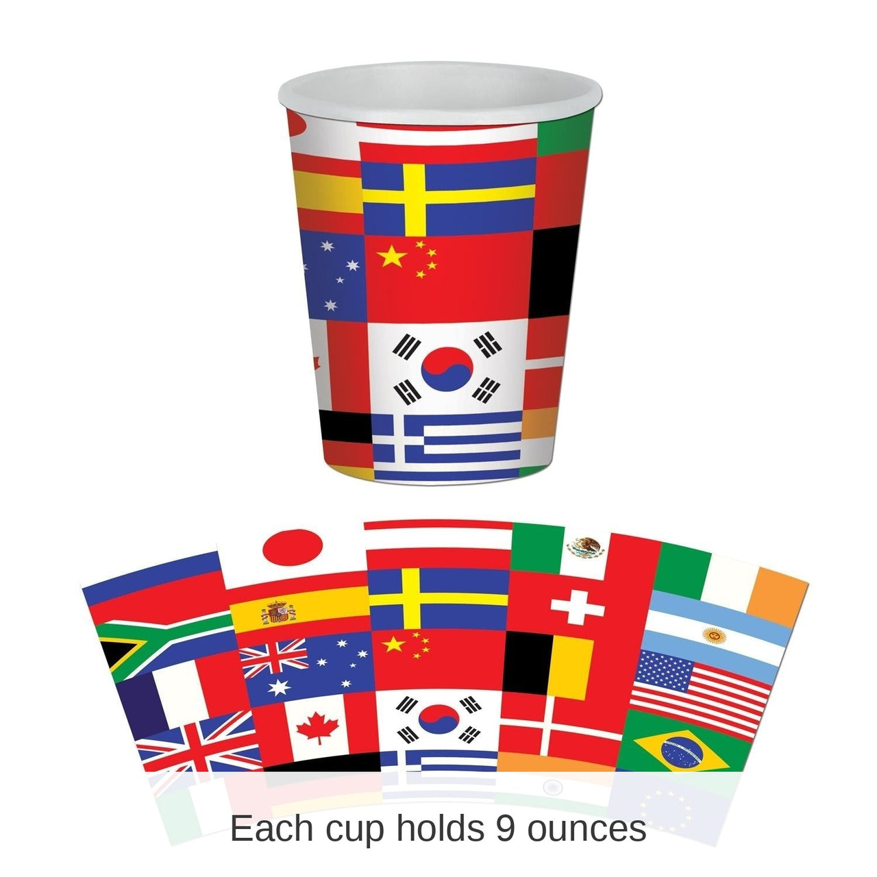 96 Pack Bulk International Flag Party Beverage Cups