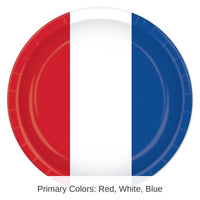 96 Pack Bulk Red, White/Blue Patriotic Paper Plates 9 inch