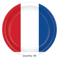 96 Pack Bulk Red, White/Blue Patriotic Paper Plates 9 inch
