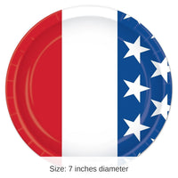 96 Pack Bulk Patriotic Theme Paper Plates 7 inch