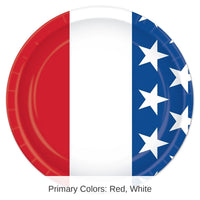 96 Pack Bulk Patriotic Theme Paper Plates 7 inch