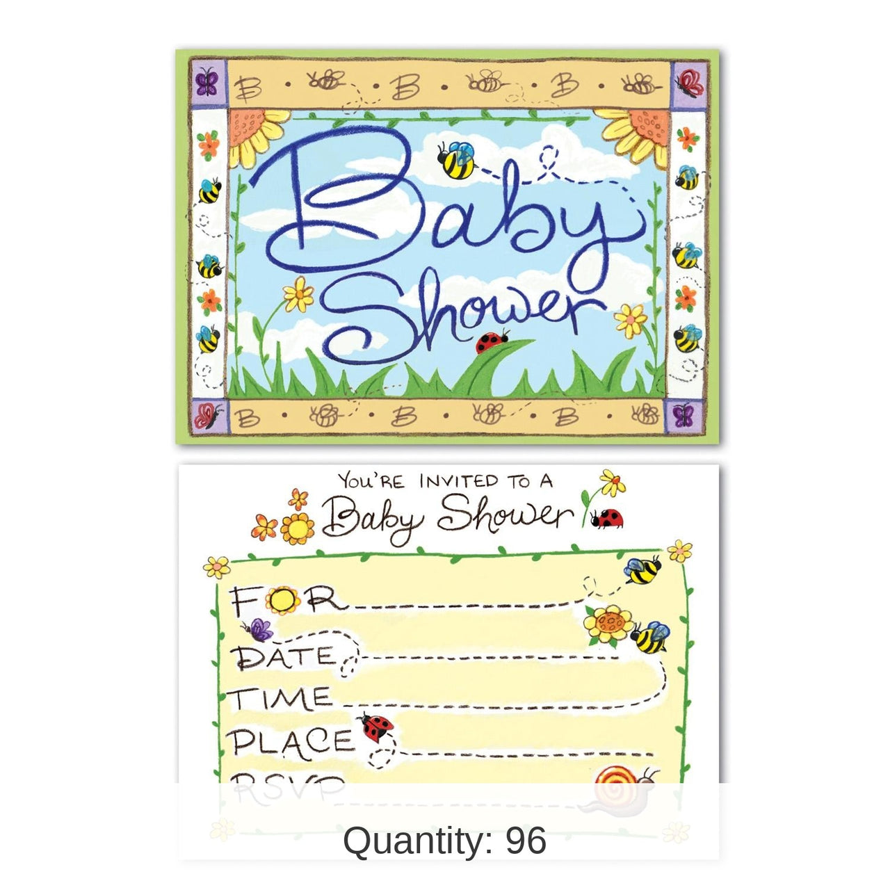 96 Pack Bulk B Is For Baby Invitations