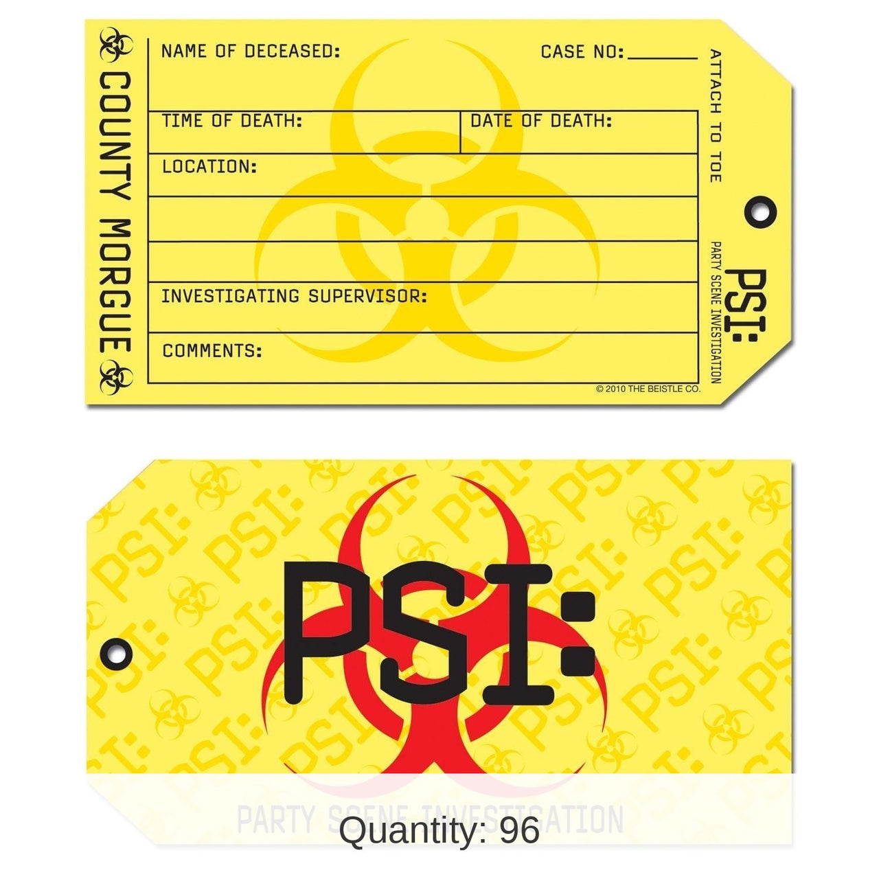 96 Pack Bulk PSI Toe Tag Party Invitations
