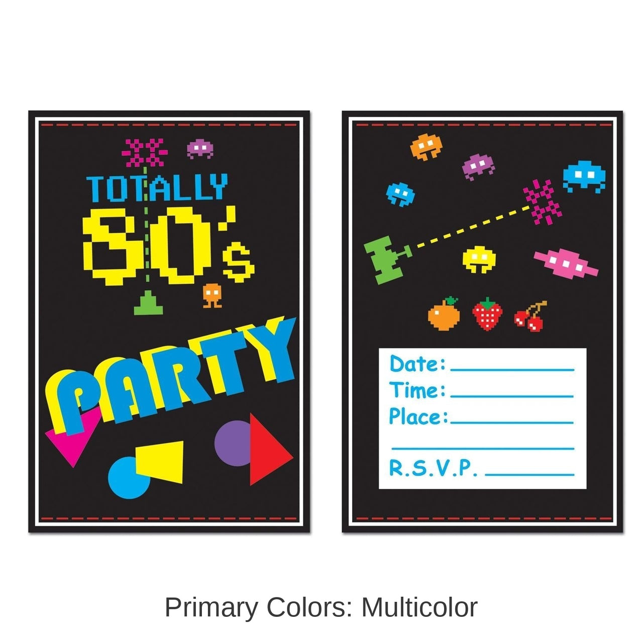 96 Pack Bulk 80's Party Invitations
