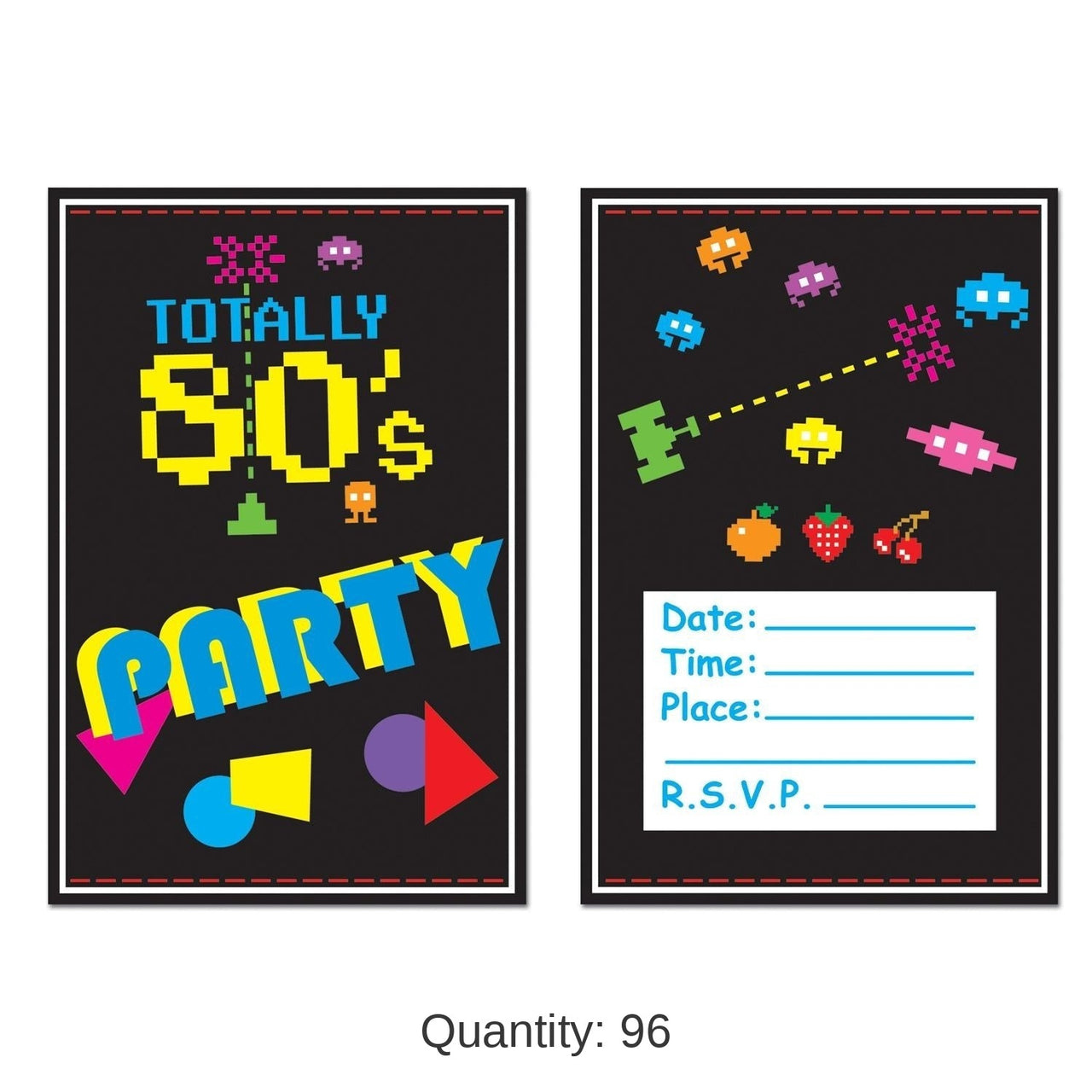 96 Pack Bulk 80's Party Invitations