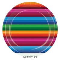 96 Pack Bulk Fiesta Paper Plates 9 inch