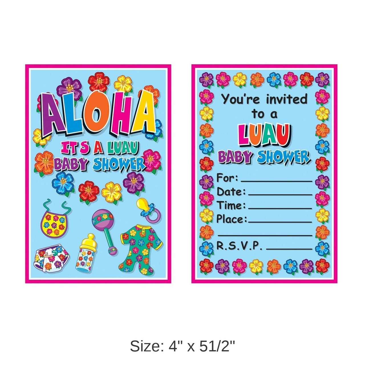 96 Pack Bulk Hula Baby Invitations