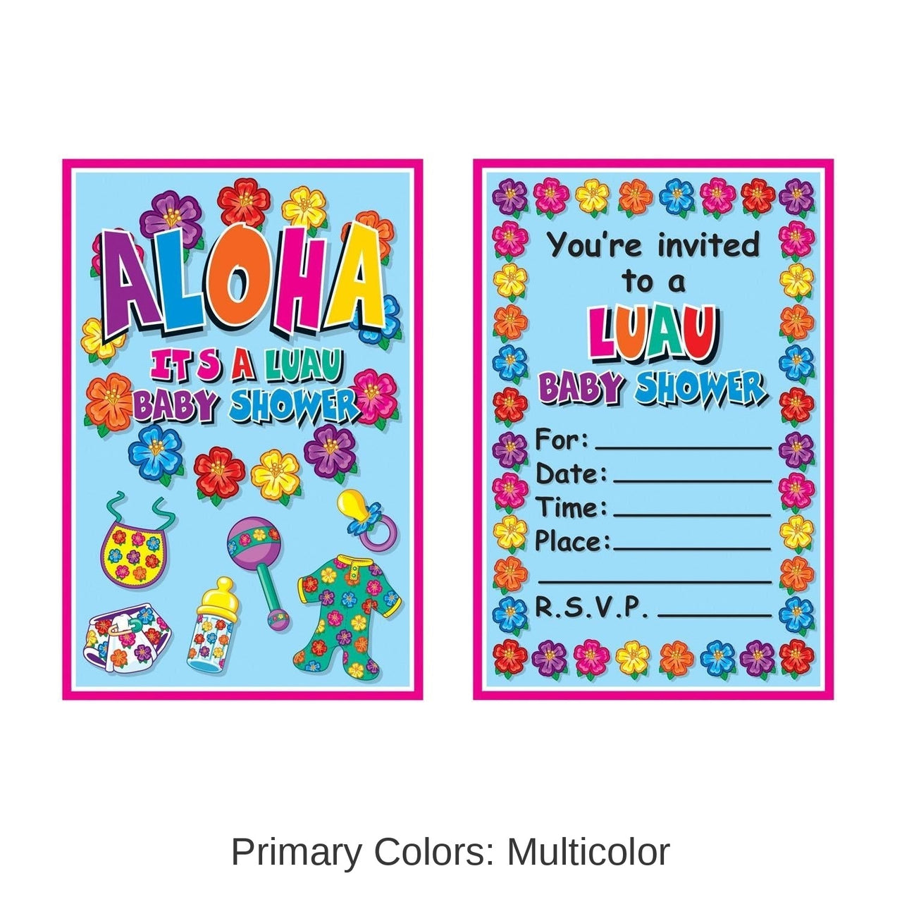 96 Pack Bulk Hula Baby Invitations