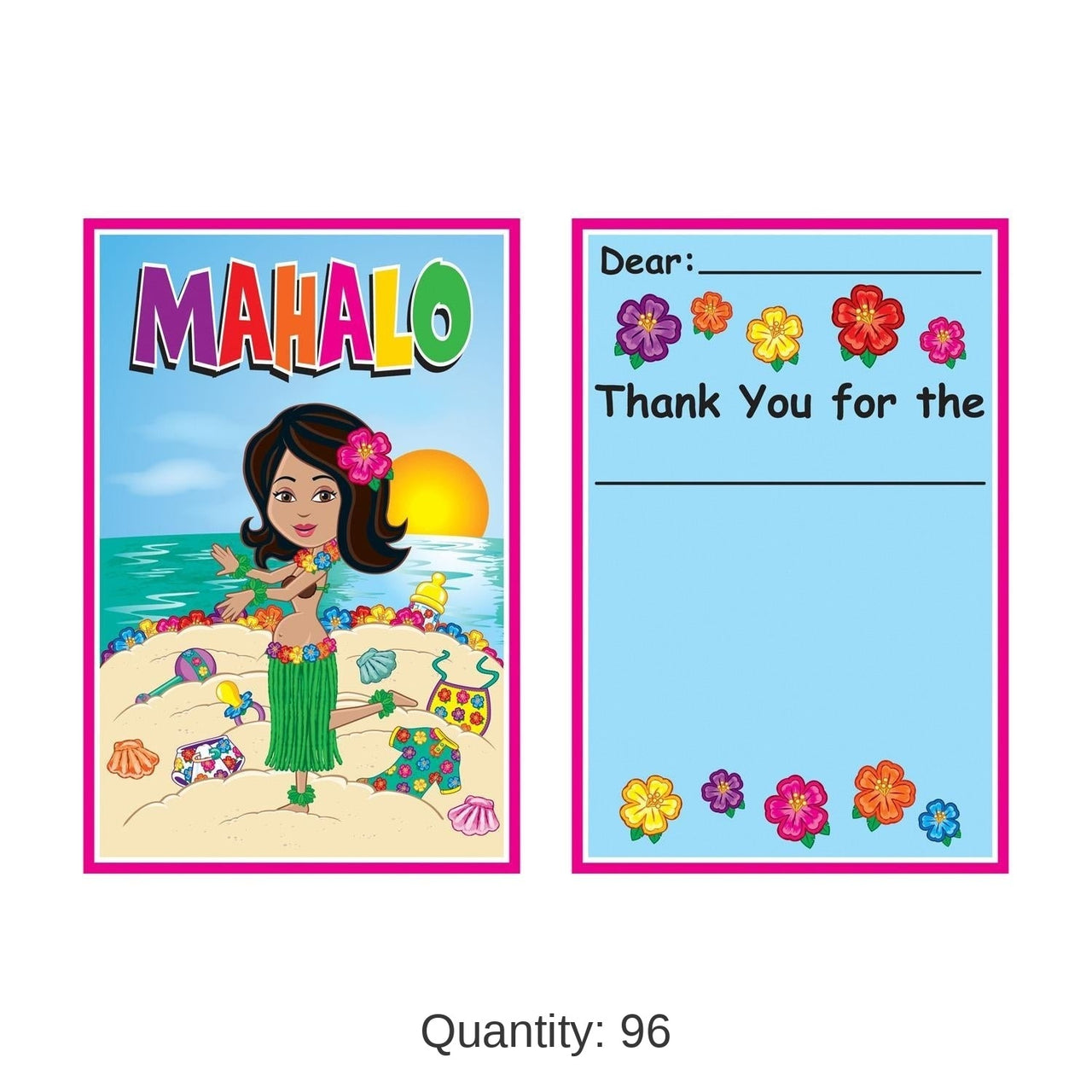 96 Pack Bulk Hula Baby Thank You Notes