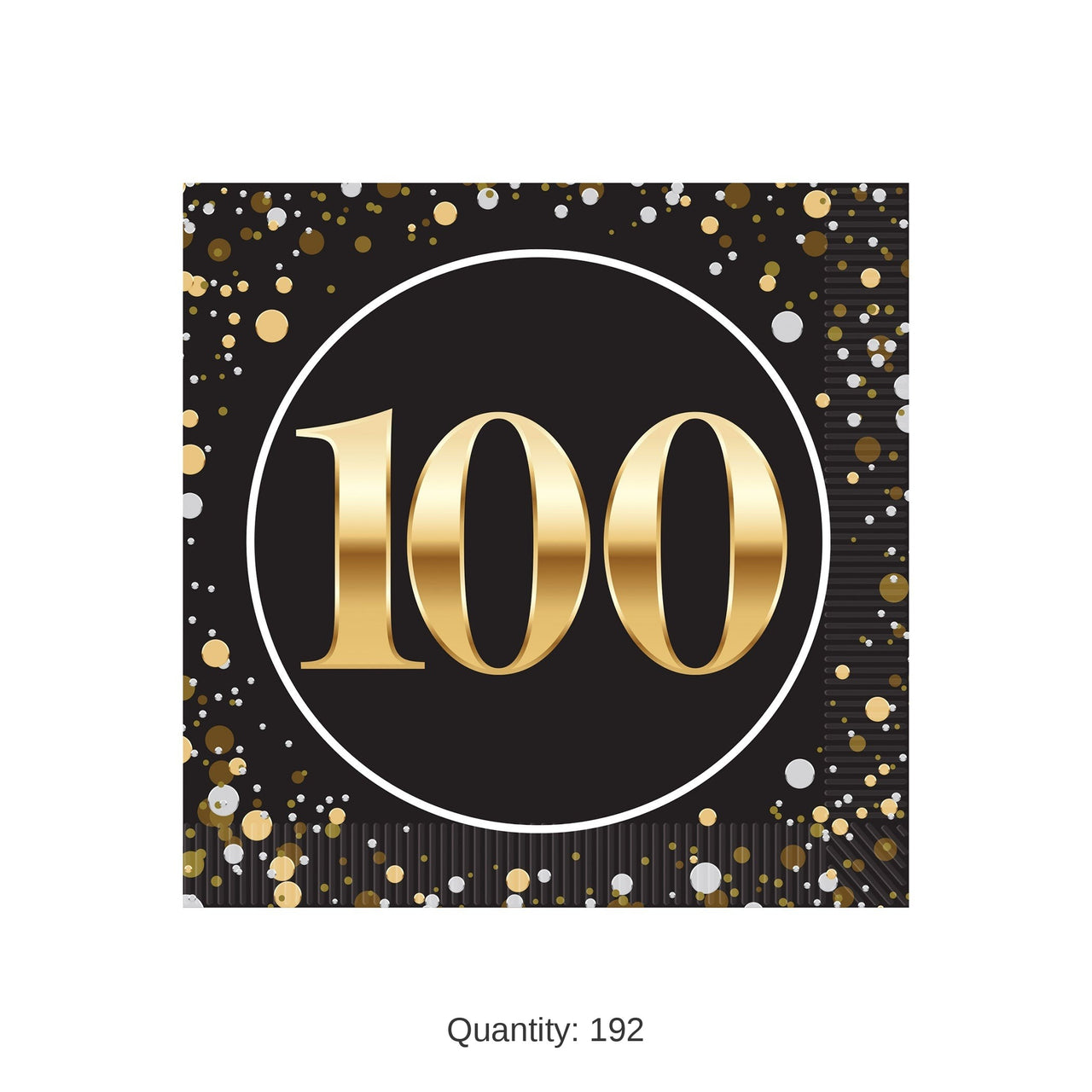 192 Pack Bulk 100th Birthday Beverage Napkins 2-Ply
