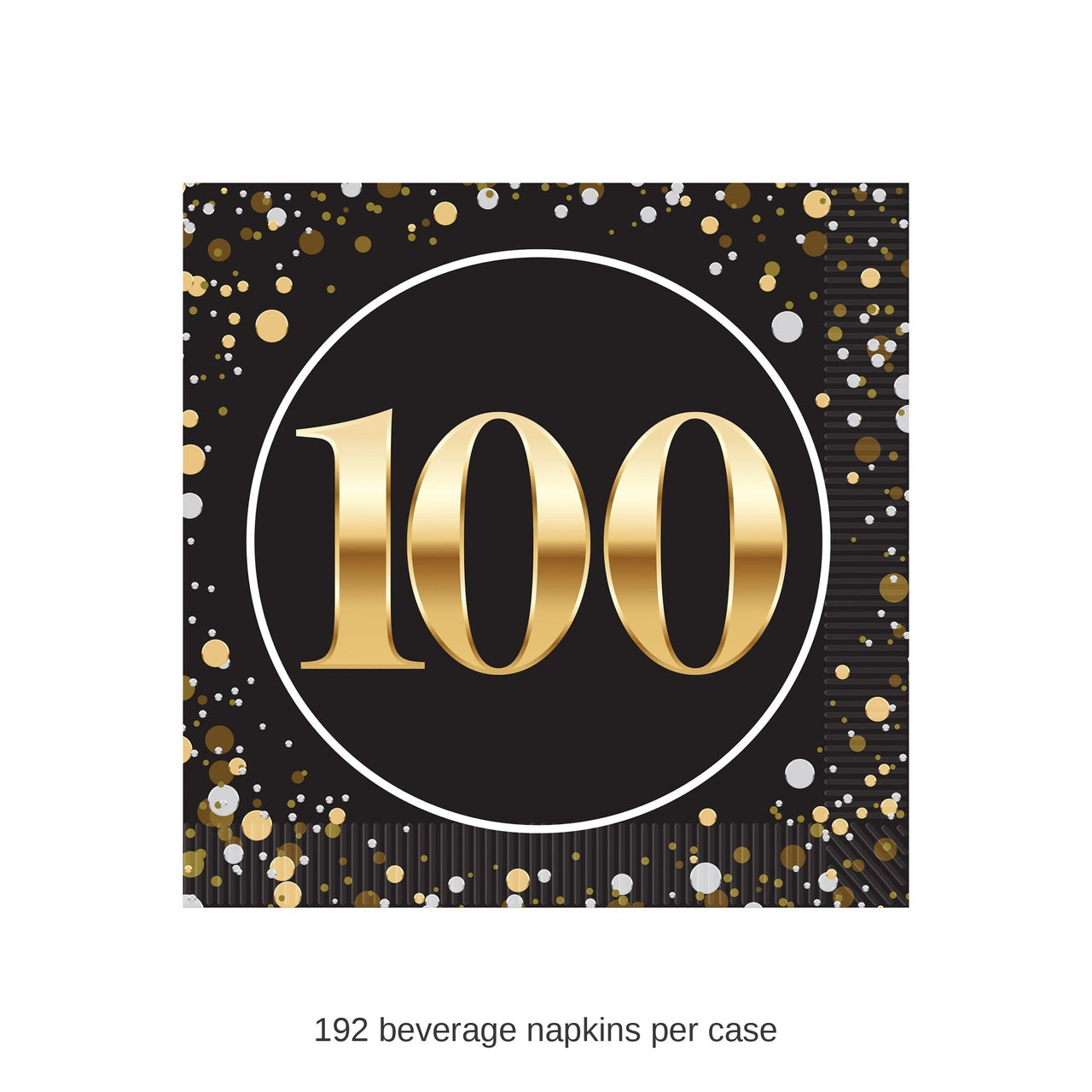 192 Pack Bulk 100th Birthday Beverage Napkins 2-Ply