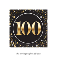 192 Pack Bulk 100th Birthday Beverage Napkins 2-Ply