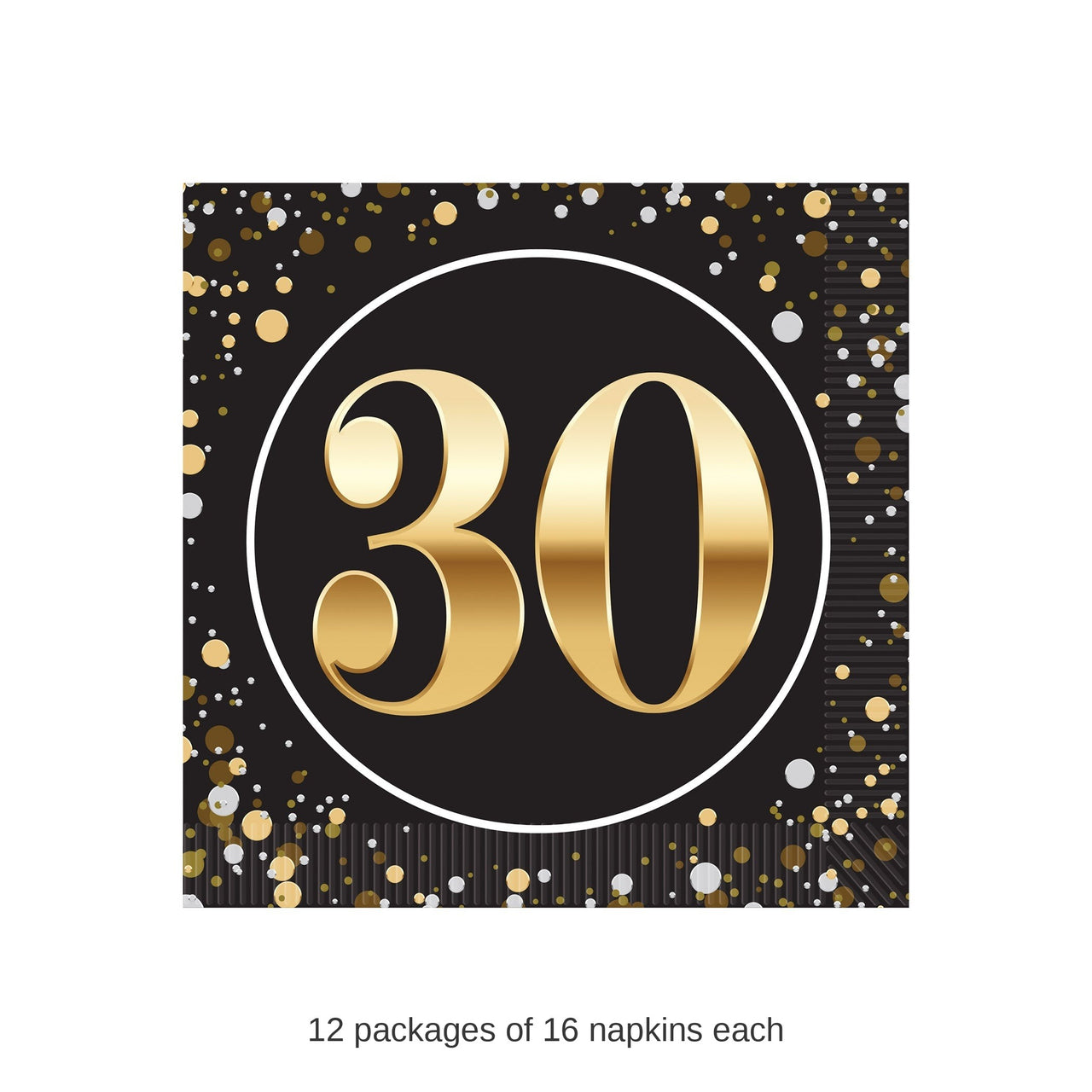 192 Pack Bulk 30th Birthday Beverage Napkins 2-Ply Birthday Party Supplies